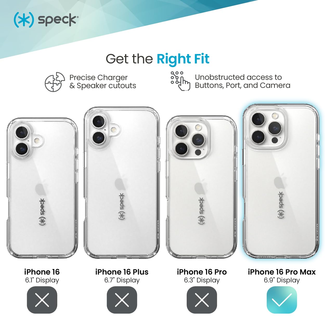 Foto 4 pulgar | Funda De Teléfono Speck Clear Gemshell Para Iphone 16 Pro Max - Venta Internacional.