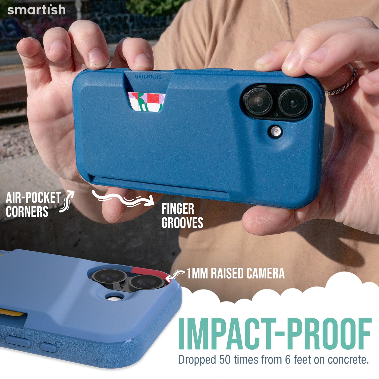 Foto 5 pulgar | Funda Tipo Cartera Smartish  Para Iphone 16 Wallet Slayer Vol. 1, Color Azul - Venta Internacional.