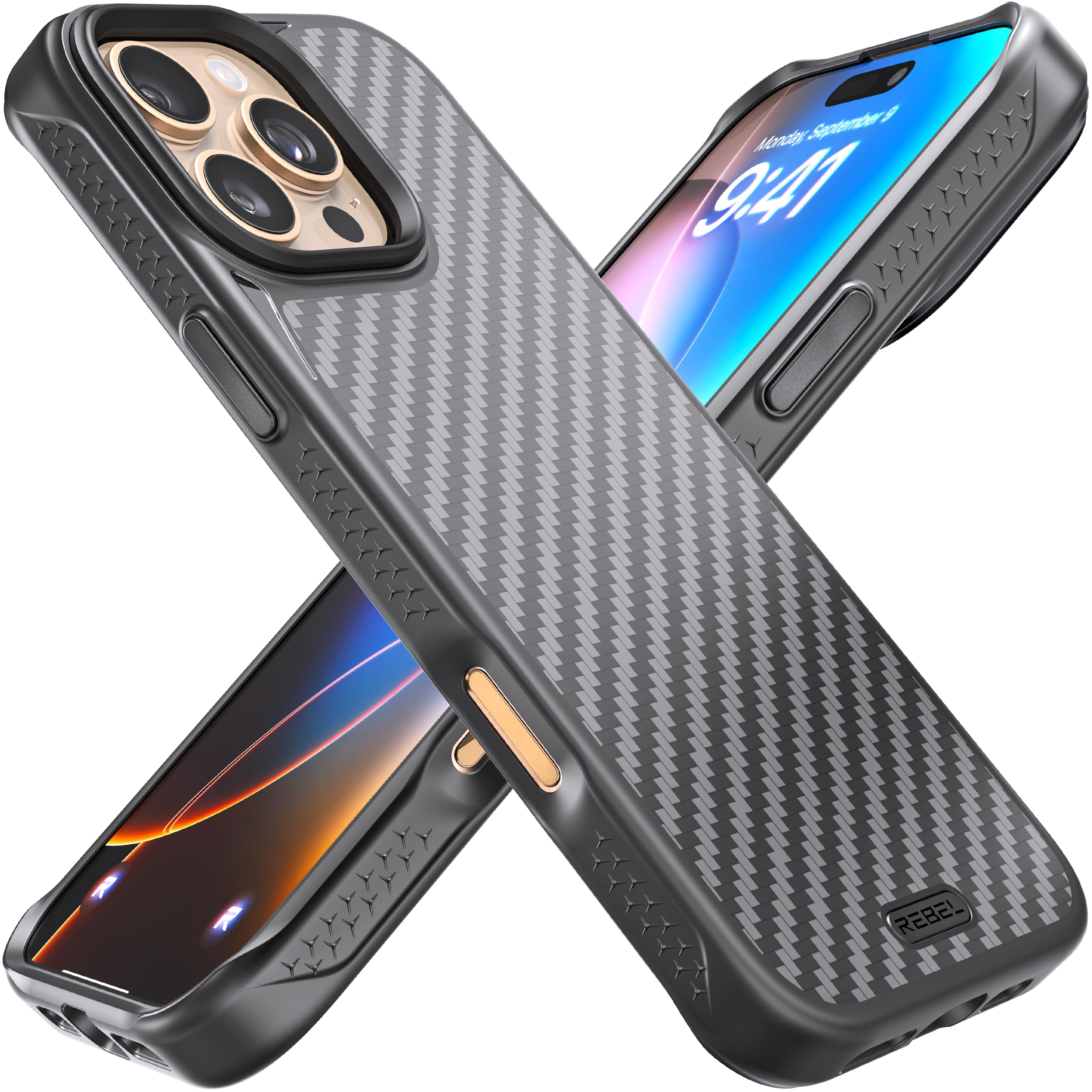 Funda Rebel Para Iphone 16 Pro Max Gen-6 De Fibra De Aramida Negra - Venta Internacional.