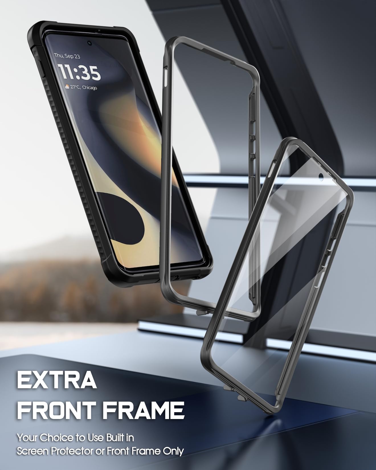 Foto 5 pulgar | Funda Poetic Guardian Para Motorola Moto Edge 2024, Color Negro Y Transparente - Venta Internacional.