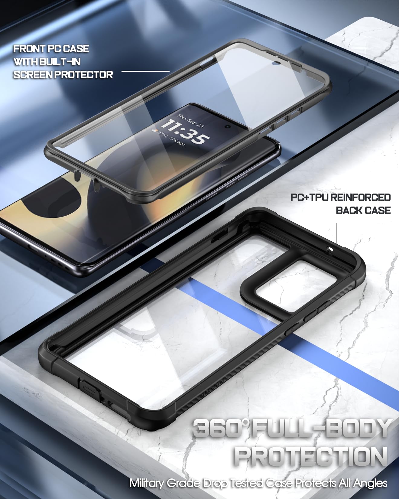 Foto 6 pulgar | Funda Poetic Guardian Para Motorola Moto Edge 2024, Color Negro Y Transparente - Venta Internacional.