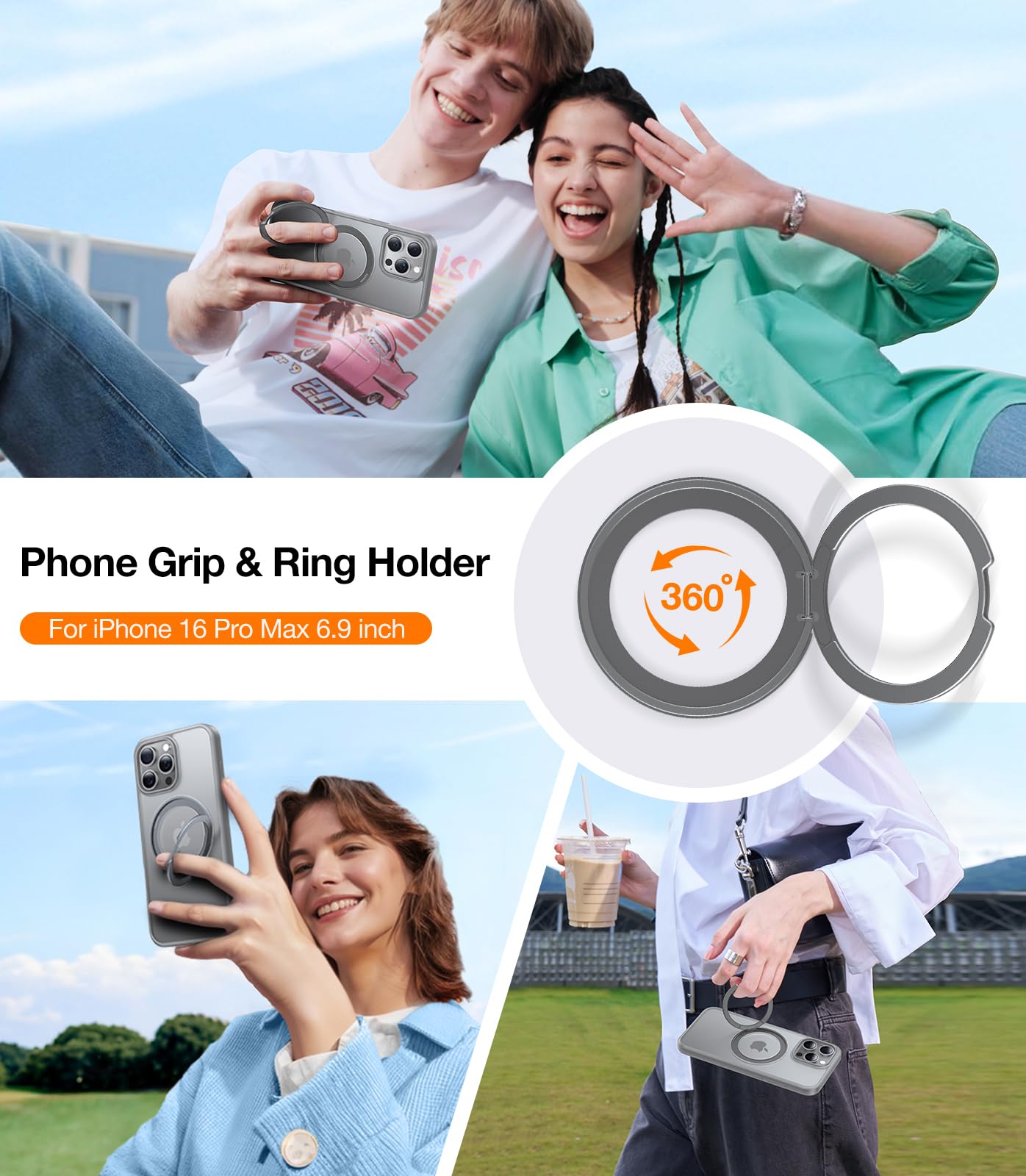 Foto 4 pulgar | Funda Para Teléfono Torras Mejorada Con Anillo Magnético Giratorio De 360° Para Iphone 16 Pro Max - Venta Internacion