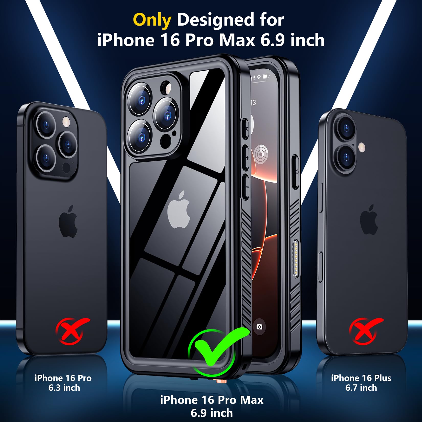 Foto 3 pulgar | Funda Spidercase Para Iphone 16 Pro Max Impermeable Negra - Venta Internacional.