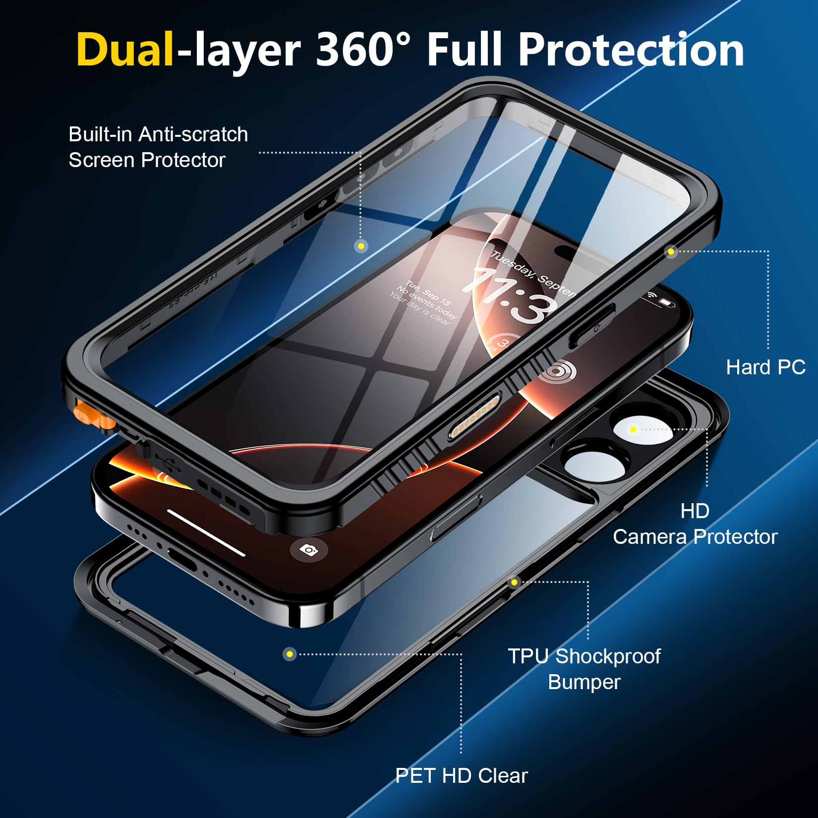 Foto 6 pulgar | Funda Spidercase Para Iphone 16 Pro Max Impermeable Negra - Venta Internacional.