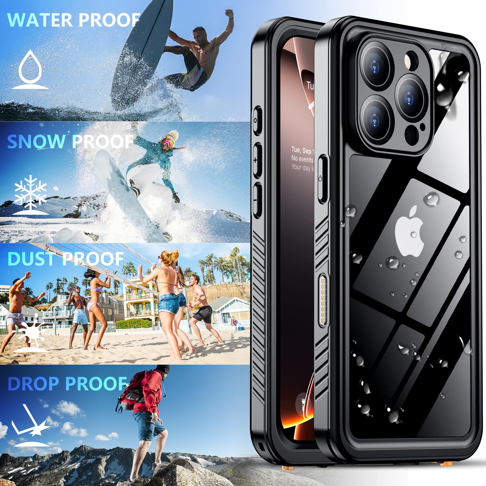 Foto 8 pulgar | Funda Spidercase Para Iphone 16 Pro Max Impermeable Negra - Venta Internacional.