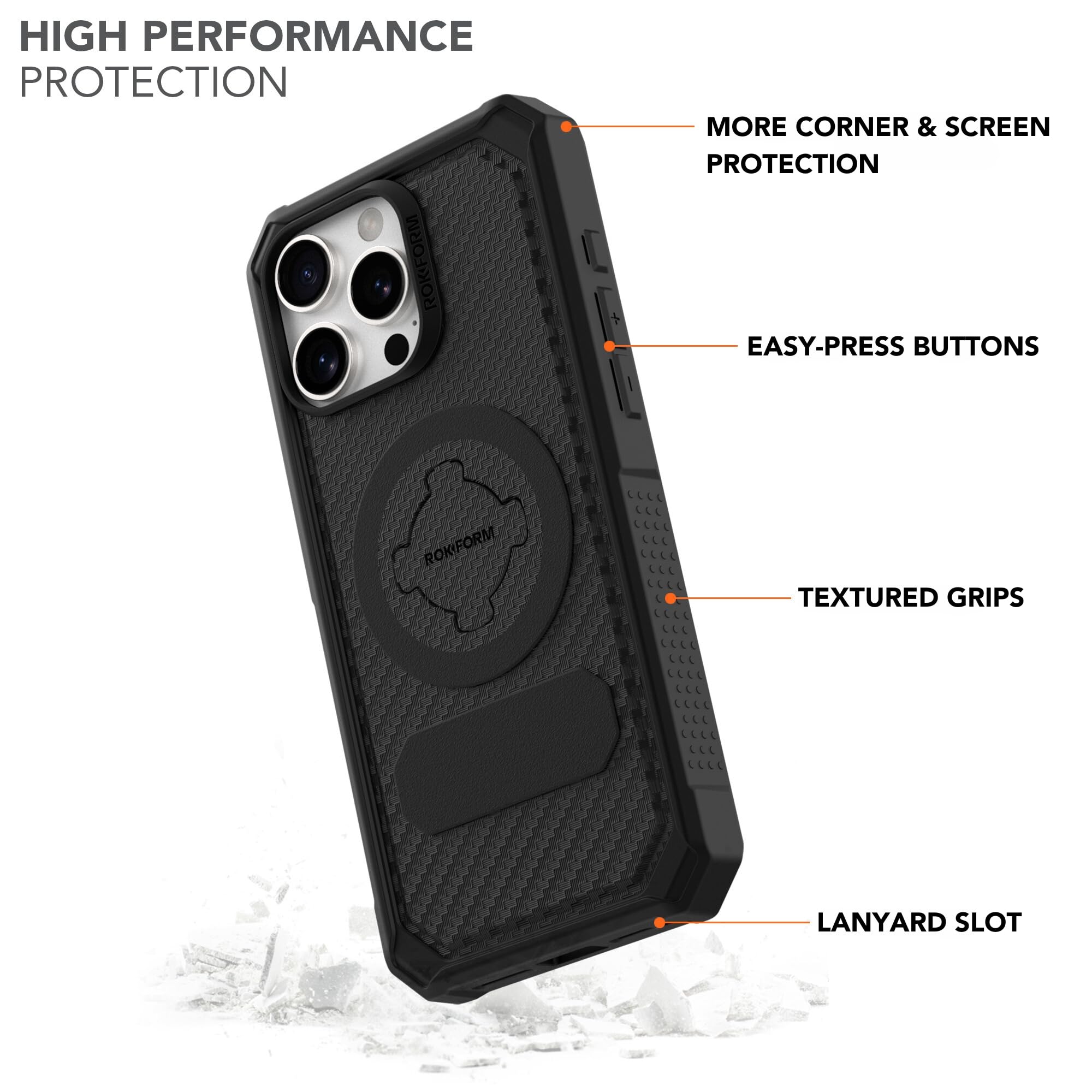 Foto 4 pulgar | Funda Rokform Rugged Para Iphone 16 Pro Max Con Imán Negro - Venta Internacional.