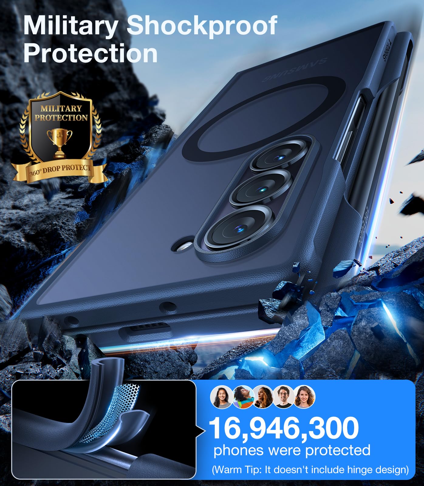 Foto 4 | Funda De Teléfono Torras Magnética A Prueba De Golpes Para Samsung Z Fold 6 - Venta Internacional.
