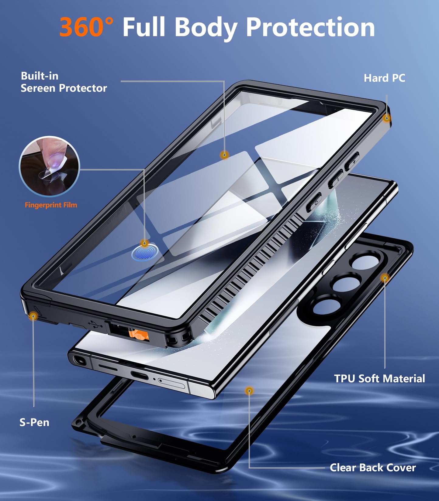 Foto 6 pulgar | Funda Impermeable Temdan Con Lente Y Pantalla Para Samsung S24 Ultra - Venta Internacional.