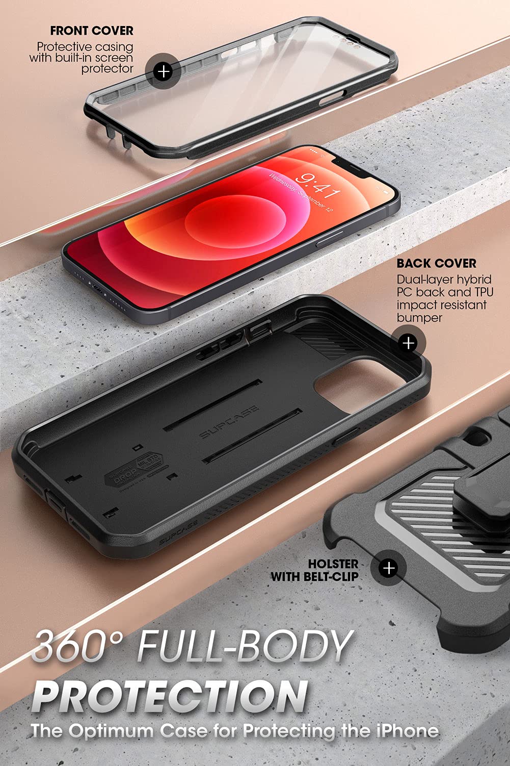Foto 6 pulgar | Funda De Teléfono Supcase Unicorn Beetle Pro Para Iphone 13 Negra - Venta Internacional.