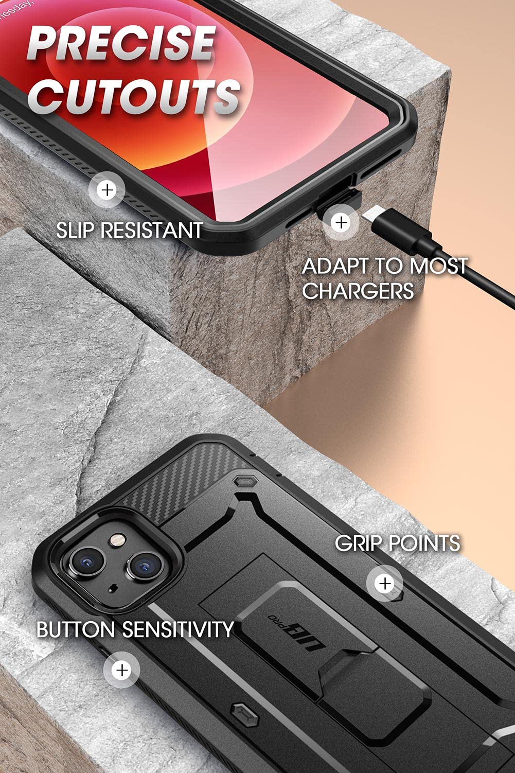 Foto 8 pulgar | Funda De Teléfono Supcase Unicorn Beetle Pro Para Iphone 13 Negra - Venta Internacional.