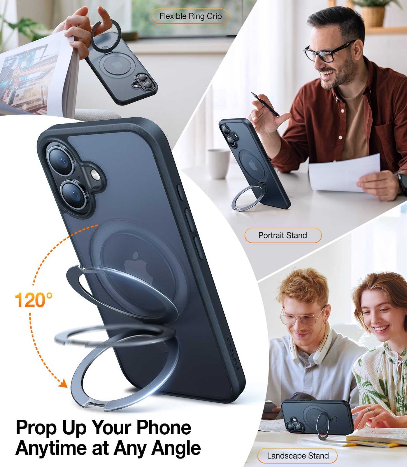 Foto 5 pulgar | Funda Magnética Torras Con Soporte Para Iphone 16 De 6.1 Pulgadas, Color Negro - Venta Internacional.