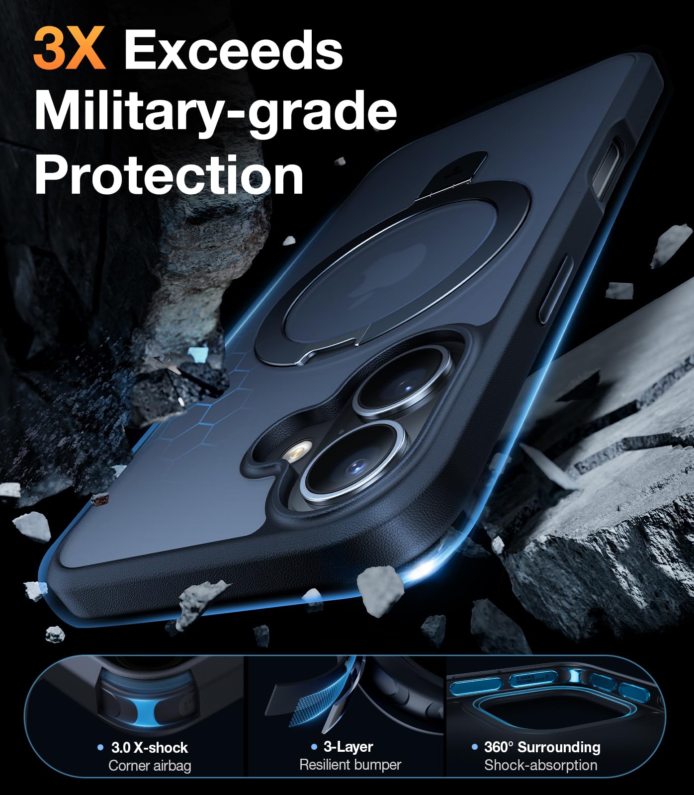 Foto 5 | Funda Magnética Torras Con Soporte Para Iphone 16 De 6.1 Pulgadas, Color Negro - Venta Internacional.
