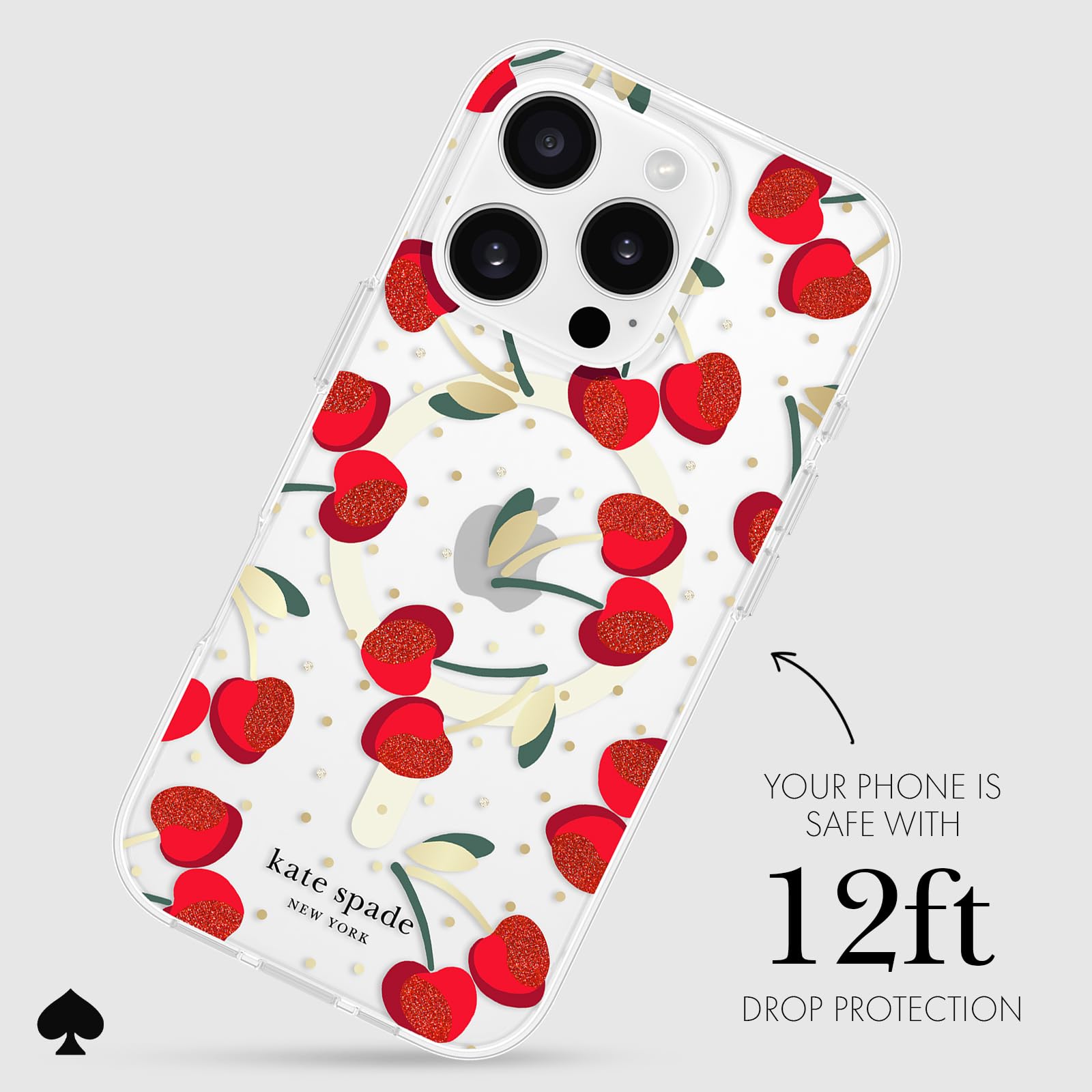 Foto 4 pulgar | Funda De Teléfono Kate Spade New York Para Iphone 16 Pro Cherry Dot Gems - Venta Internacional.