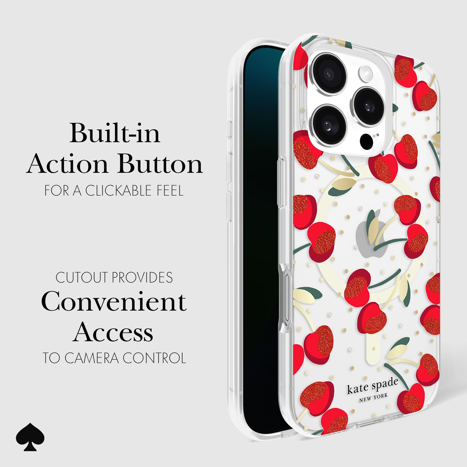 Foto 5 pulgar | Funda De Teléfono Kate Spade New York Para Iphone 16 Pro Cherry Dot Gems - Venta Internacional.