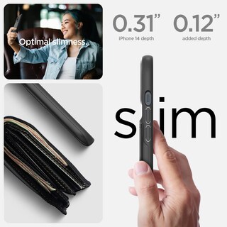 Foto 2 | Funda Spigen Slim Armor Cs Para Iphone 14, Color Negro De Grado Militar - Venta Internacional.