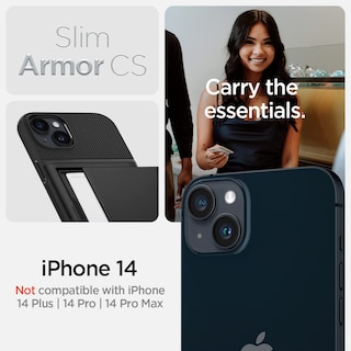 Foto 3 | Funda Spigen Slim Armor Cs Para Iphone 14, Color Negro De Grado Militar - Venta Internacional.