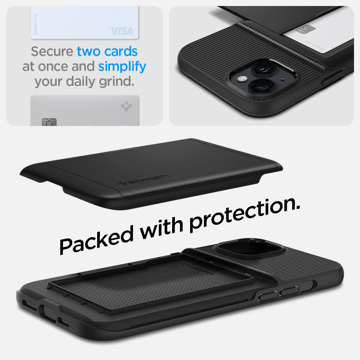 Foto 5 pulgar | Funda Spigen Slim Armor Cs Para Iphone 14, Color Negro De Grado Militar - Venta Internacional.