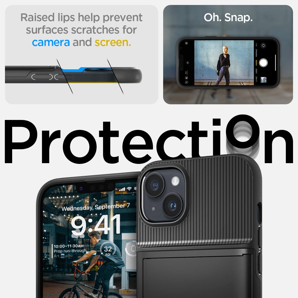 Foto 7 pulgar | Funda Spigen Slim Armor Cs Para Iphone 14, Color Negro De Grado Militar - Venta Internacional.