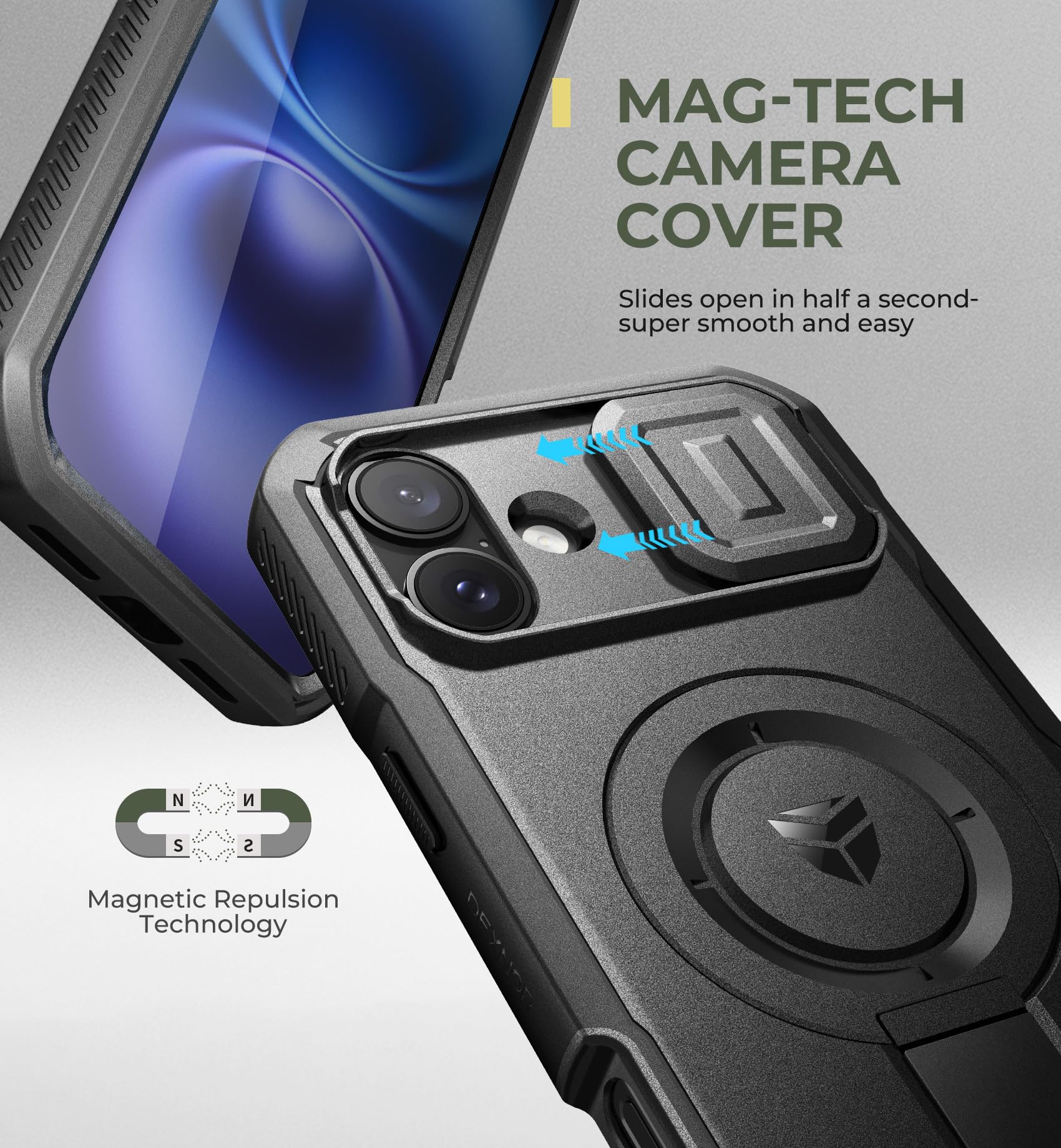 Foto 4 | Funda Dexnor Para Iphone 16 Plus Con Cámara Deslizante, Color Negro - Venta Internacional.