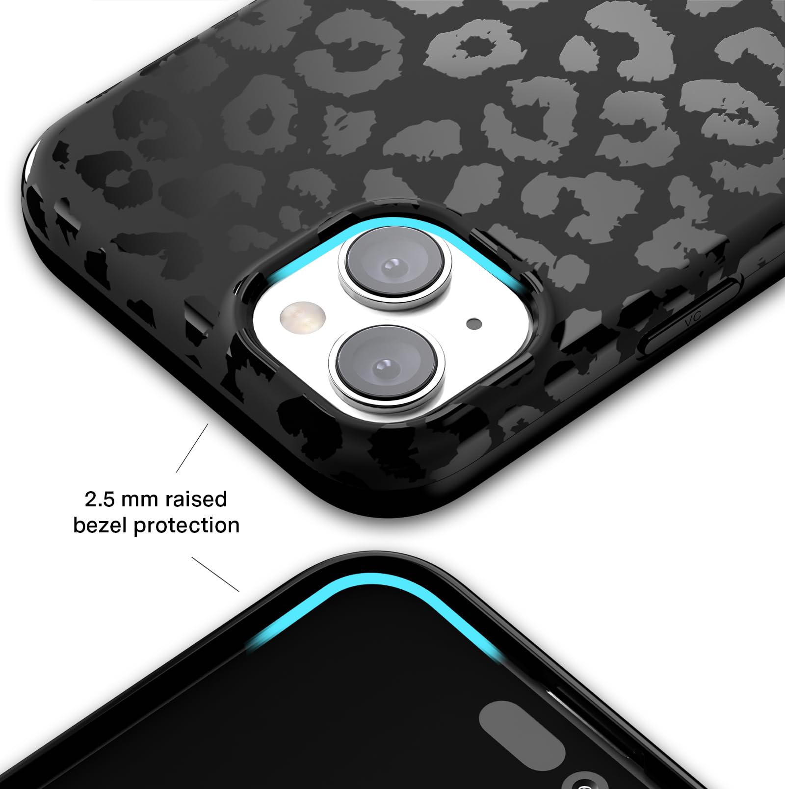 Foto 5 pulgar | Funda De Terciopelo Con Estampado De Leopardo Y Guepardo Negro Para Iphone 15 - Venta Internacional.