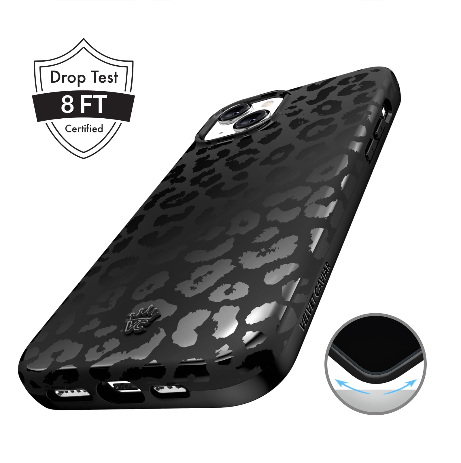 Foto 6 pulgar | Funda De Terciopelo Con Estampado De Leopardo Y Guepardo Negro Para Iphone 15 - Venta Internacional.