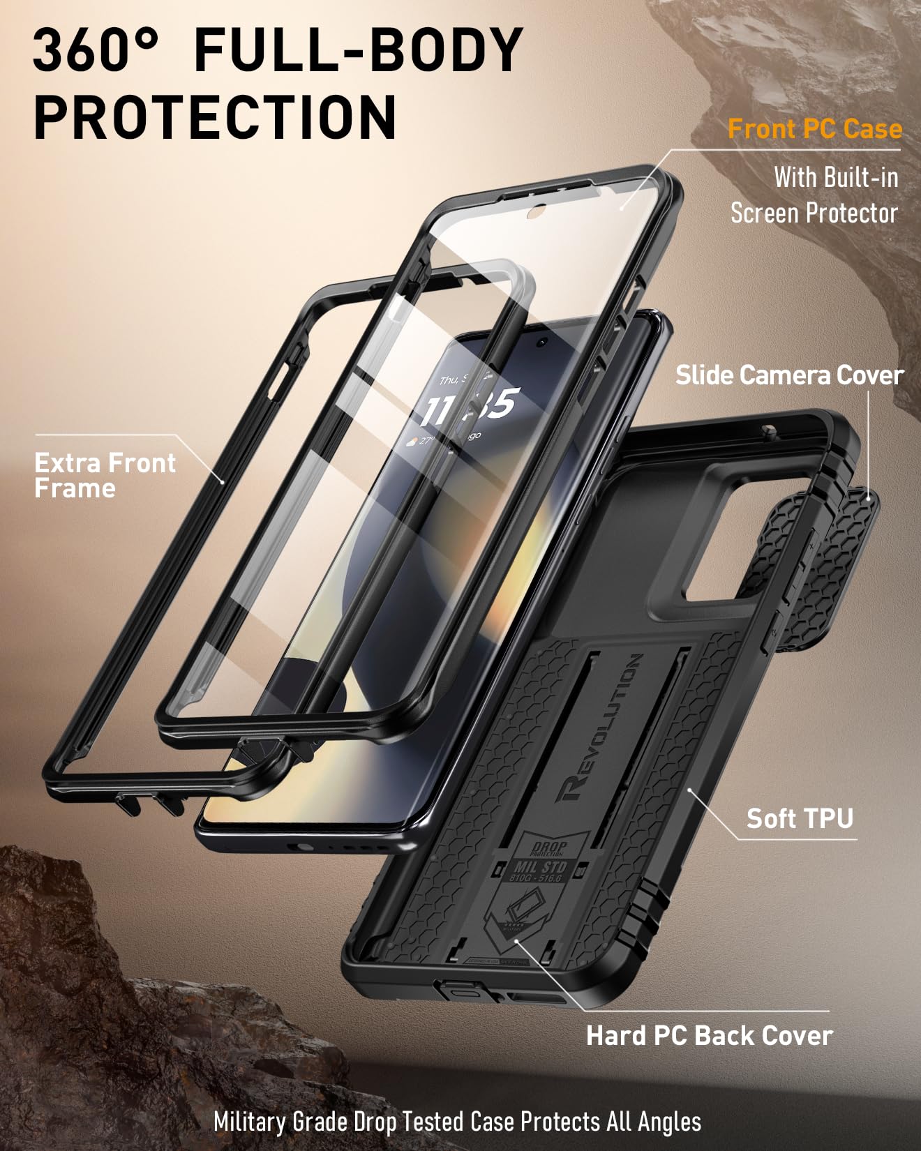 Foto 4 pulgar | Funda Poetic Revolution Para Motorola Moto Edge 2024 Negra - Venta Internacional.