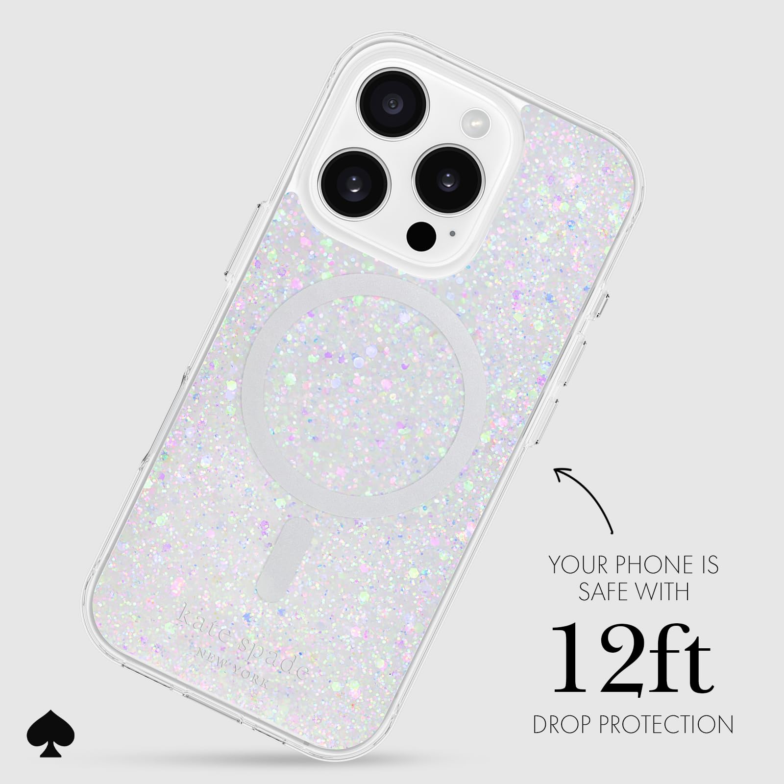 Foto 4 pulgar | Funda De Teléfono Kate Spade New York Para Iphone 16 Pro, Con Purpurina Gruesa - Venta Internacional.