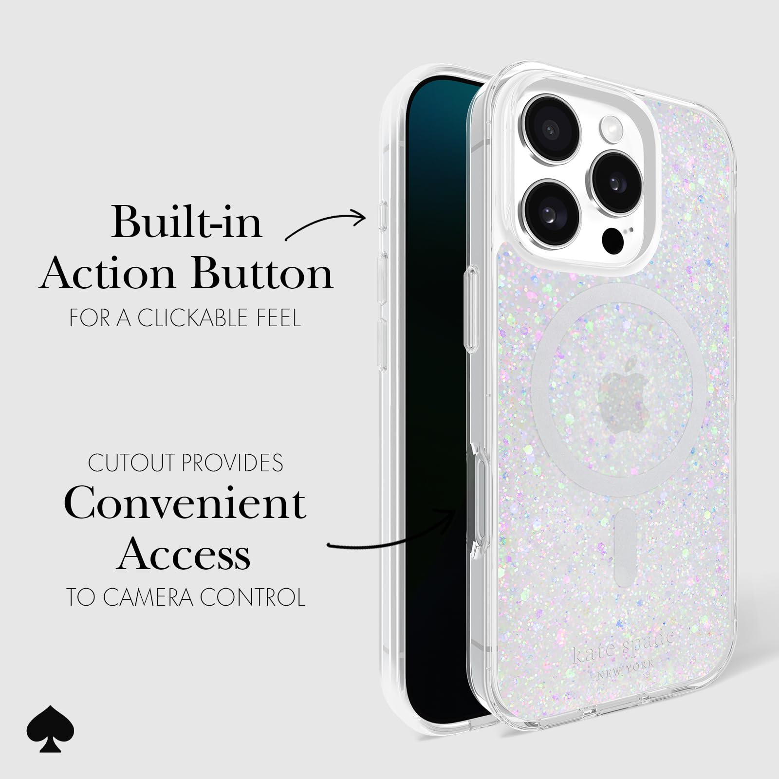 Foto 5 pulgar | Funda De Teléfono Kate Spade New York Para Iphone 16 Pro, Con Purpurina Gruesa - Venta Internacional.