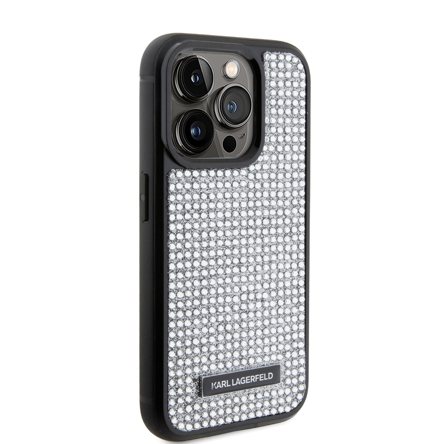 Foto 5 pulgar | Funda Karl Pedrería Logo Metal Para Iphone 15 Pro - Plata