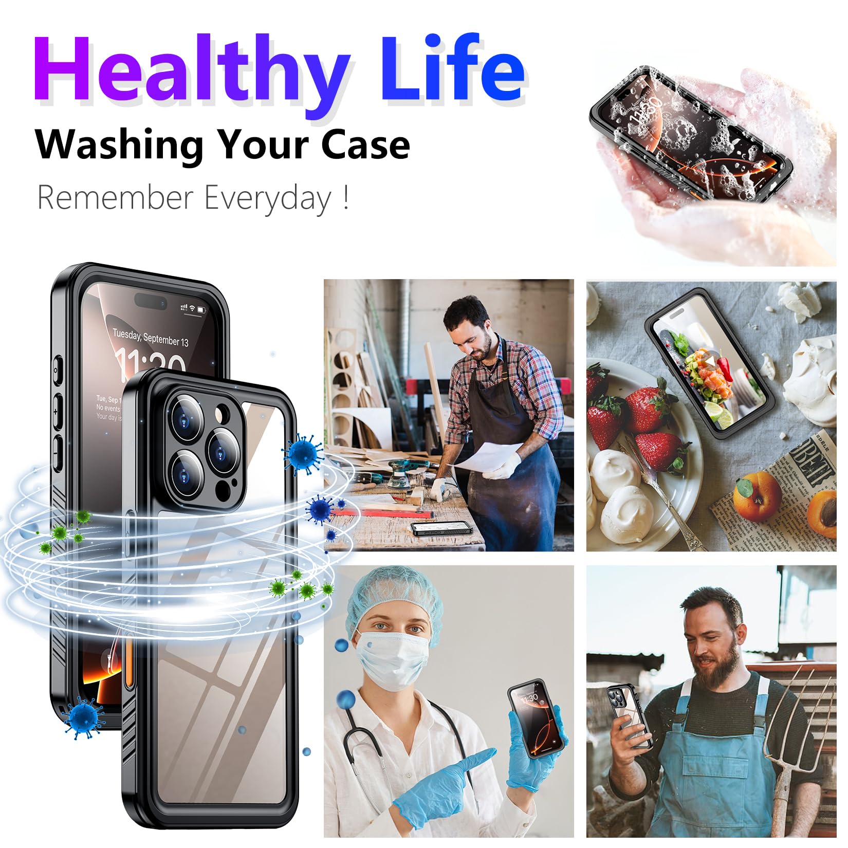 Foto 8 pulgar | Funda Impermeable Temdan Compatible Con Iphone 16 Pro Max - Venta Internacional.