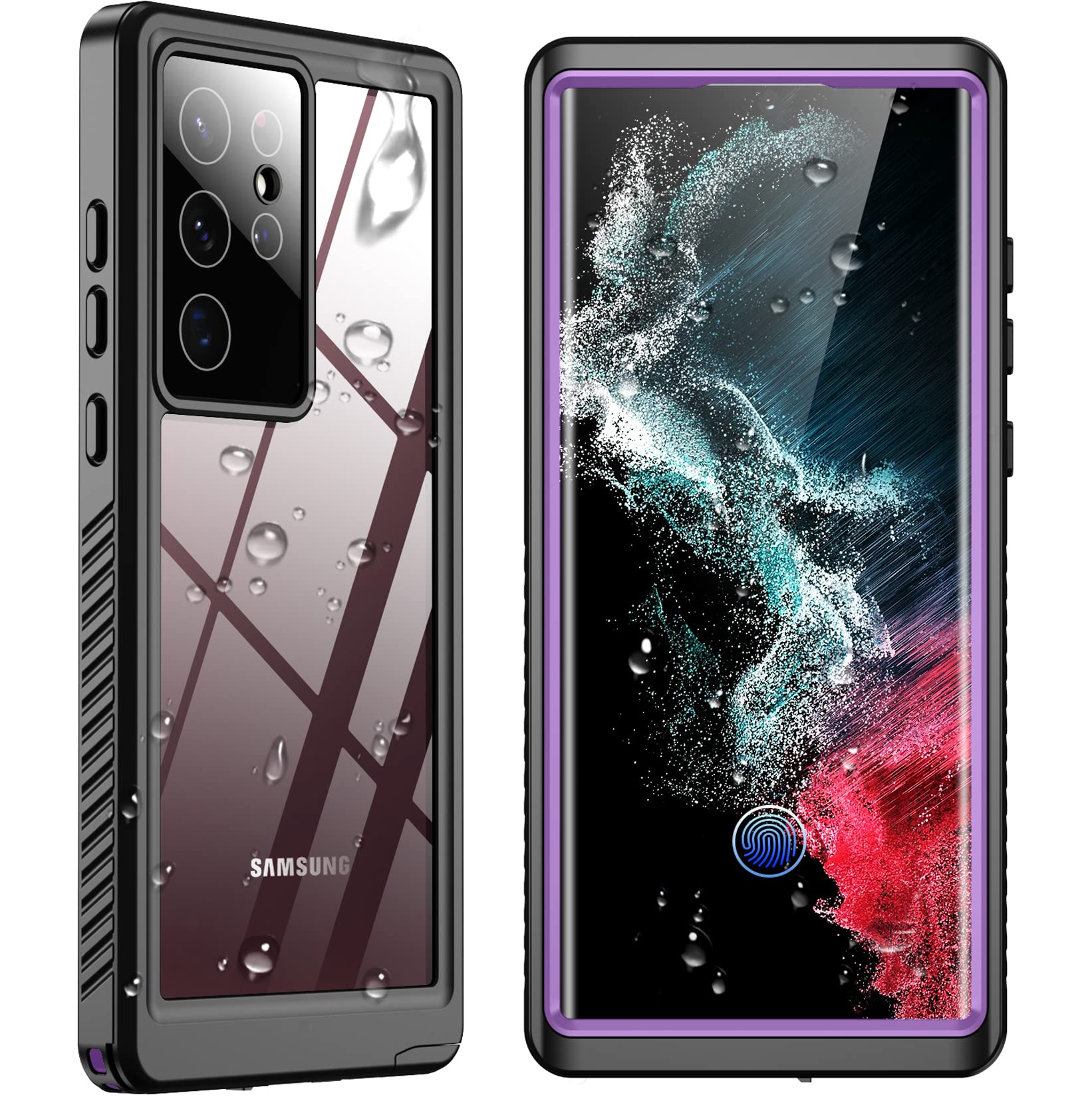 Foto 1 | Funda Spidercase Impermeable Con Protector De Pantalla Para Samsung Galaxy S22 Ultra Morado/transparente - Venta