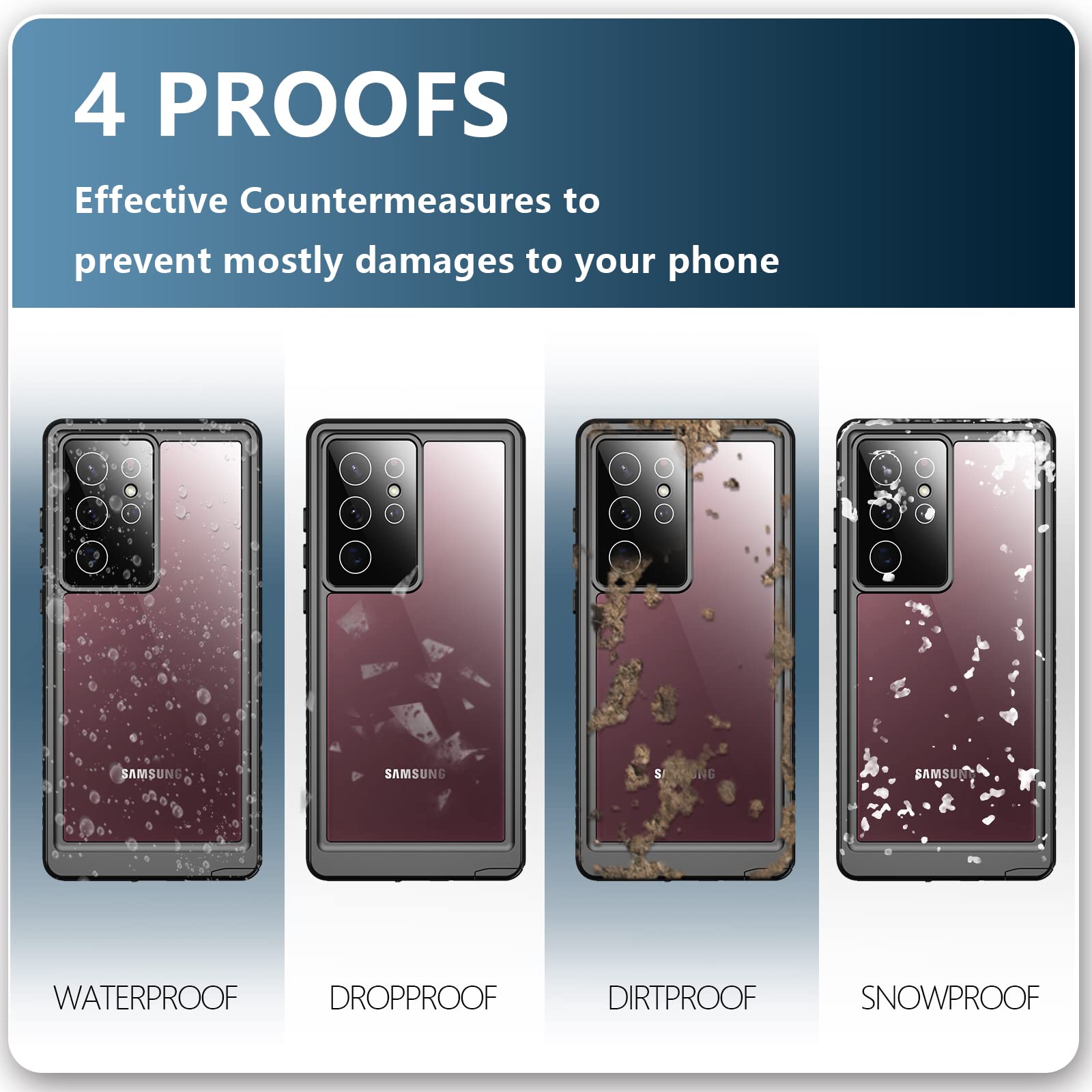 Foto 4 pulgar | Funda Spidercase Impermeable Con Protector De Pantalla Para Samsung Galaxy S22 Ultra Morado/transparente - Venta