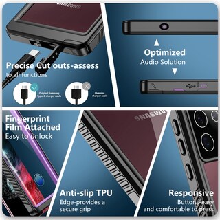 Foto 5 | Funda Spidercase Impermeable Con Protector De Pantalla Para Samsung Galaxy S22 Ultra Morado/transparente - Venta