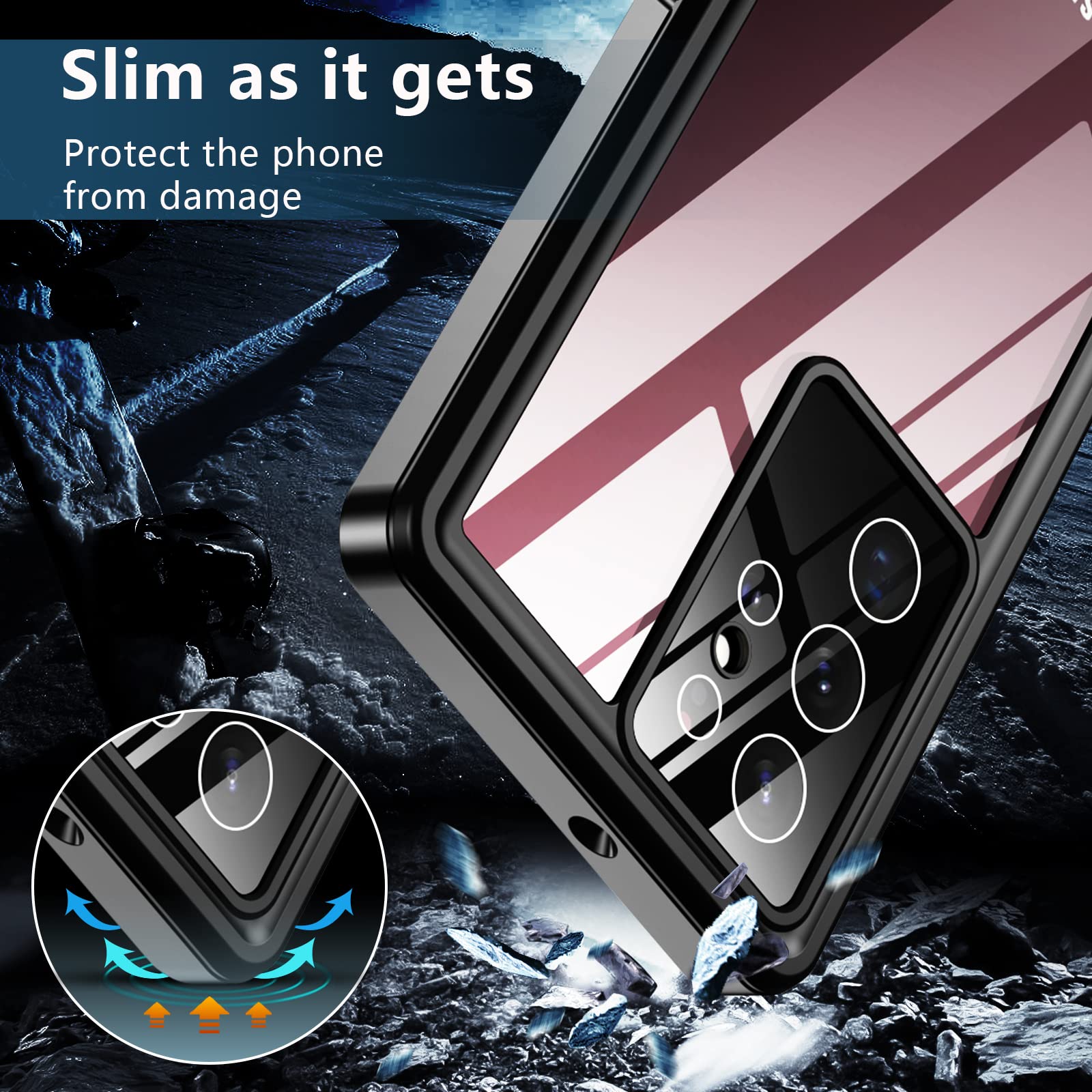 Foto 7 pulgar | Funda Spidercase Impermeable Con Protector De Pantalla Para Samsung Galaxy S22 Ultra Morado/transparente - Venta