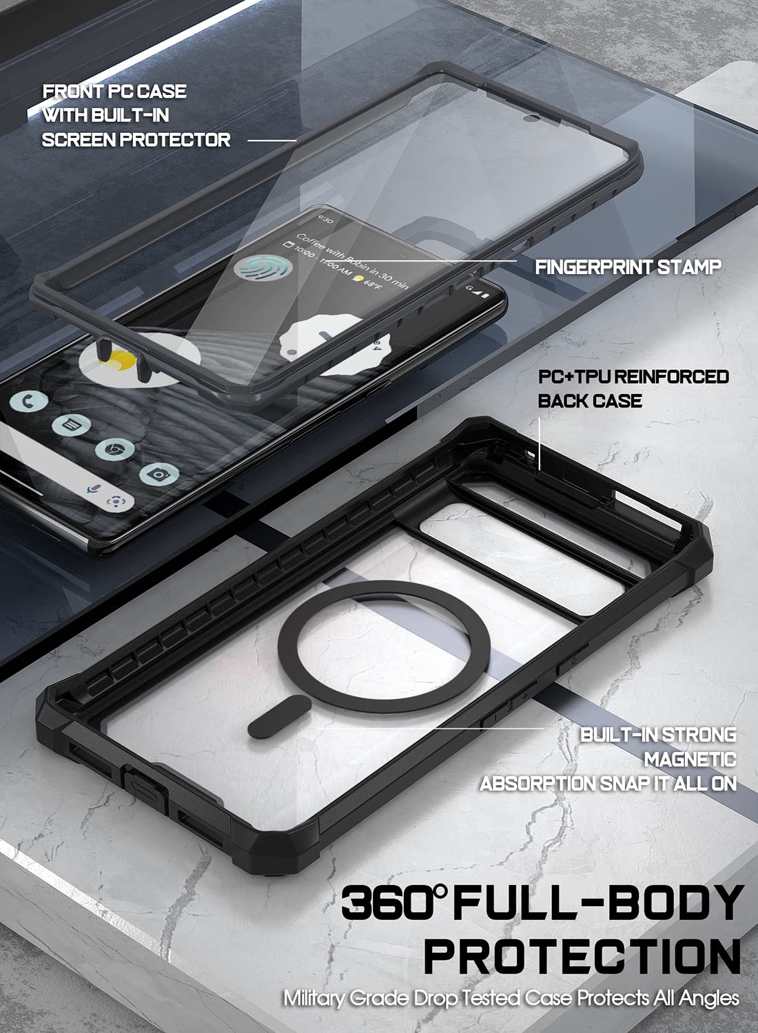 Foto 3 | Funda Poetic Guardian Magpro Compatible Con Pixel 7 Pro Negra - Venta Internacional.