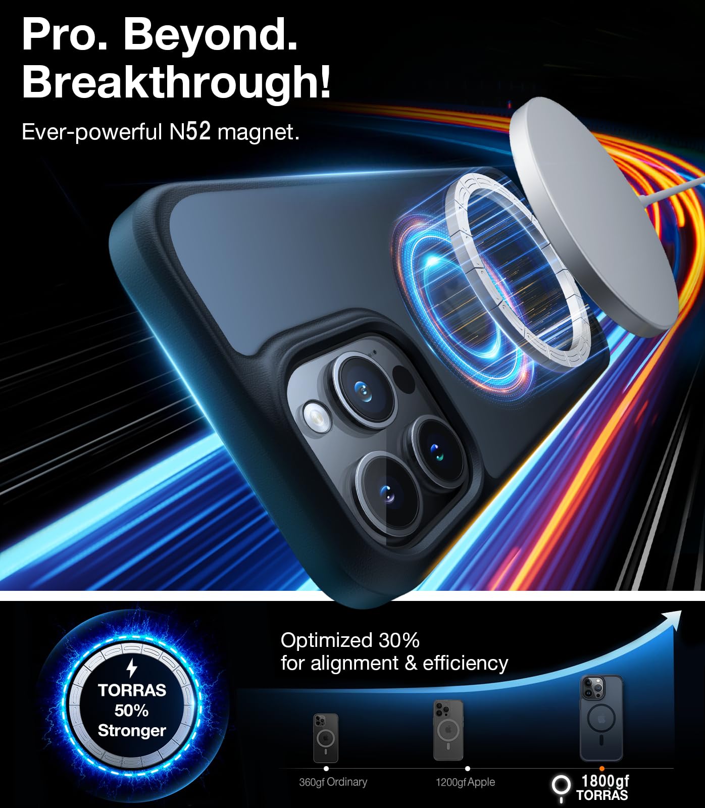 Foto 3 pulgar | Funda De Teléfono Torras Para Iphone 15 Pro Magnética A Prueba De Golpes Negra - Venta Internacional.