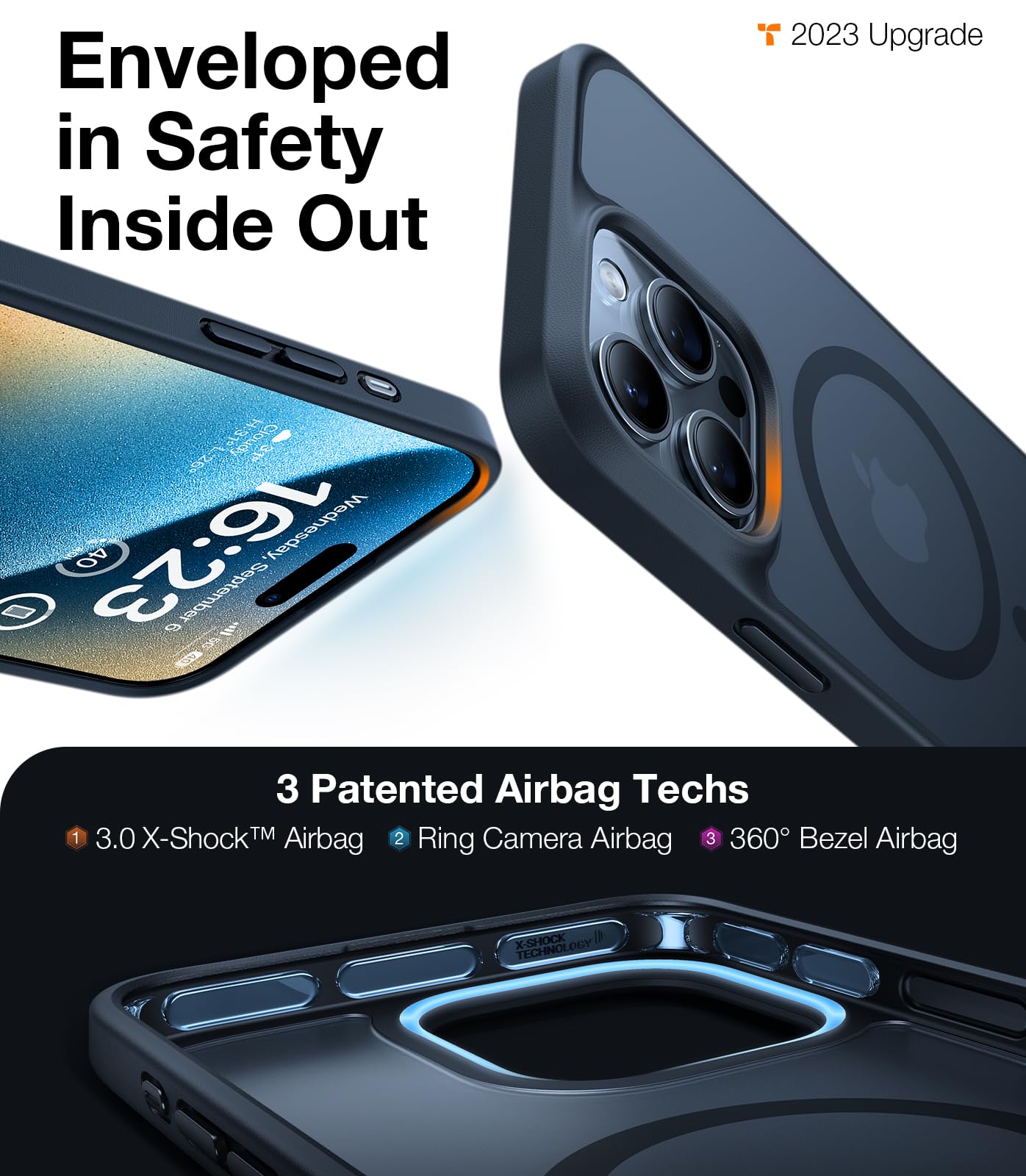 Foto 8 pulgar | Funda De Teléfono Torras Para Iphone 15 Pro Magnética A Prueba De Golpes Negra - Venta Internacional.