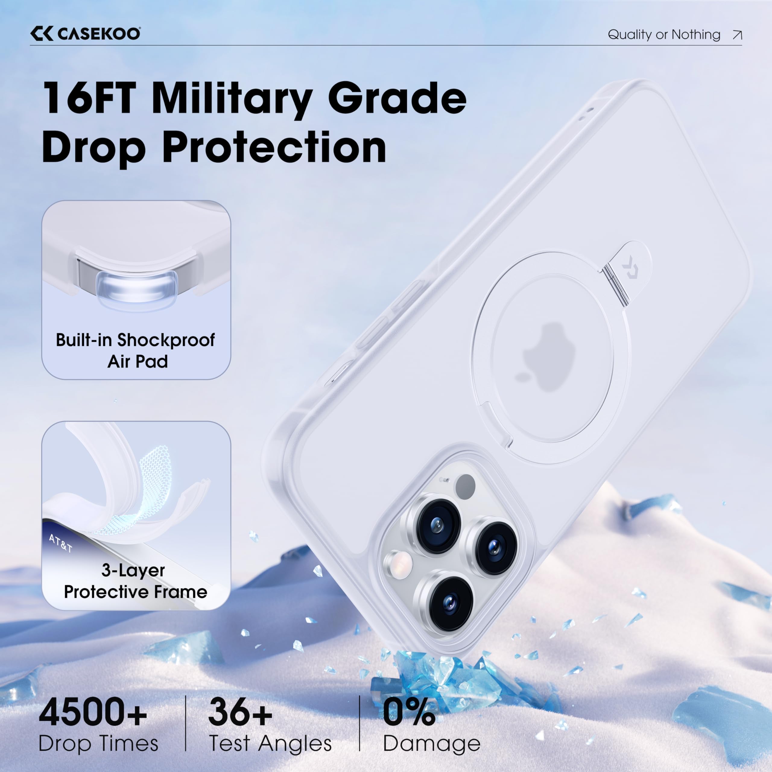 Foto 5 pulgar | Funda De Teléfono Casekoo Diseñada Para Iphone 13 Pro Max, Color Blanco Esmerilado - Venta Internacional.