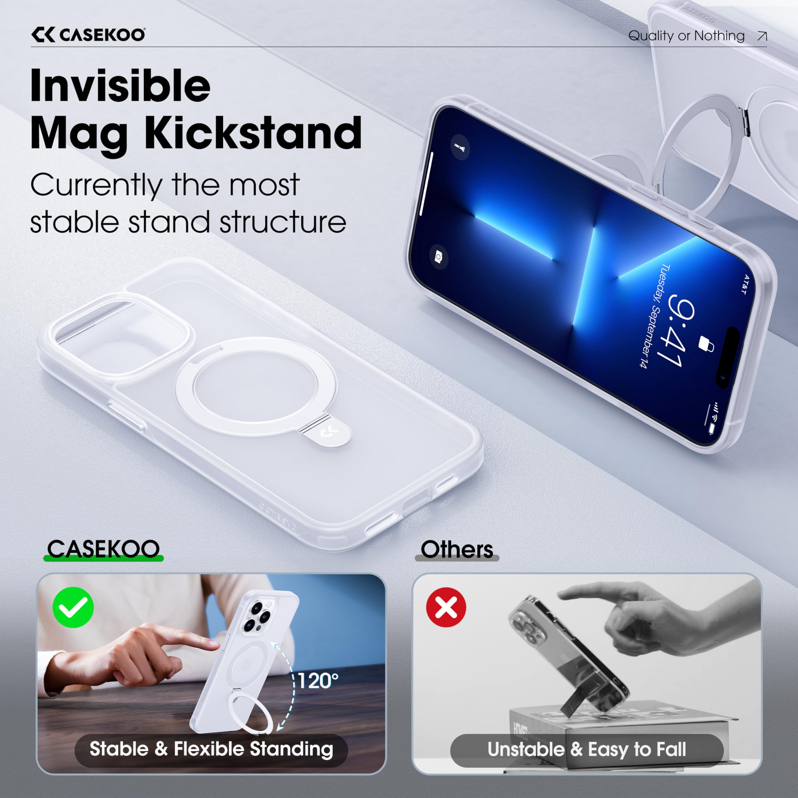 Foto 8 pulgar | Funda De Teléfono Casekoo Diseñada Para Iphone 13 Pro Max, Color Blanco Esmerilado - Venta Internacional.