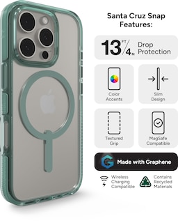 Foto 3 | Funda Snap Zagg Santa Cruz Para Iphone 16 Pro Magsafe, Color Verde - Venta Internacional.