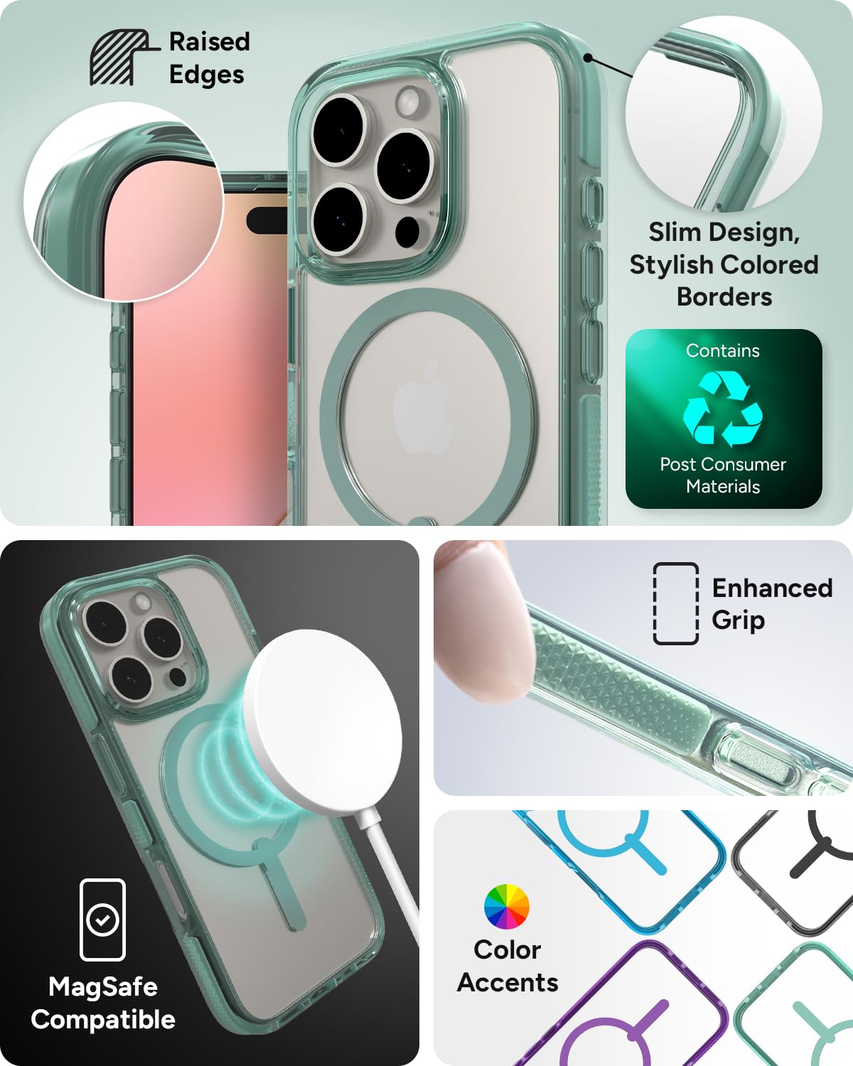 Foto 6 pulgar | Funda Snap Zagg Santa Cruz Para Iphone 16 Pro Magsafe, Color Verde - Venta Internacional.