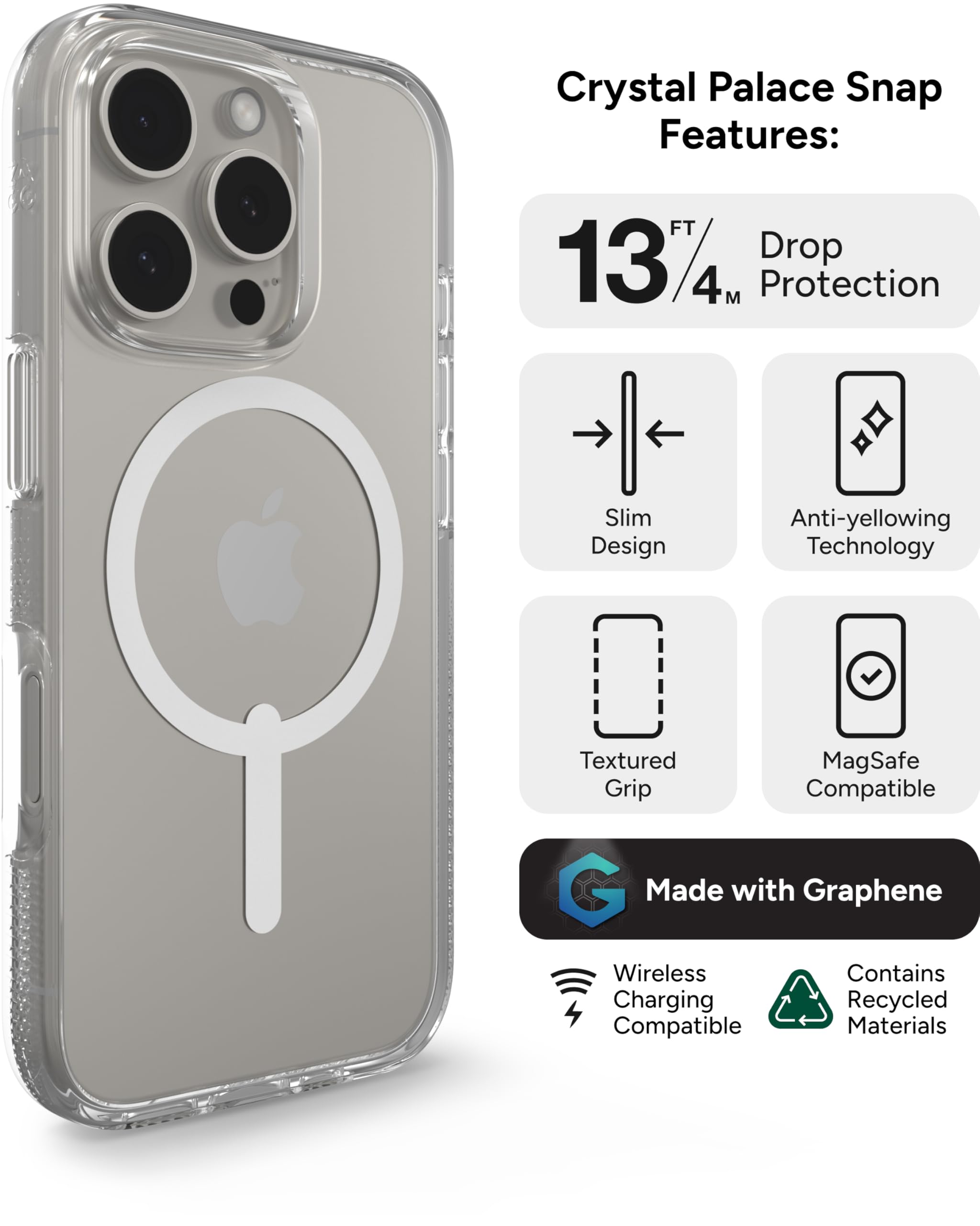 Foto 4 pulgar | Funda Zagg Crystal Palace Snap Para Iphone 16 Pro, Transparente - Venta Internacional.