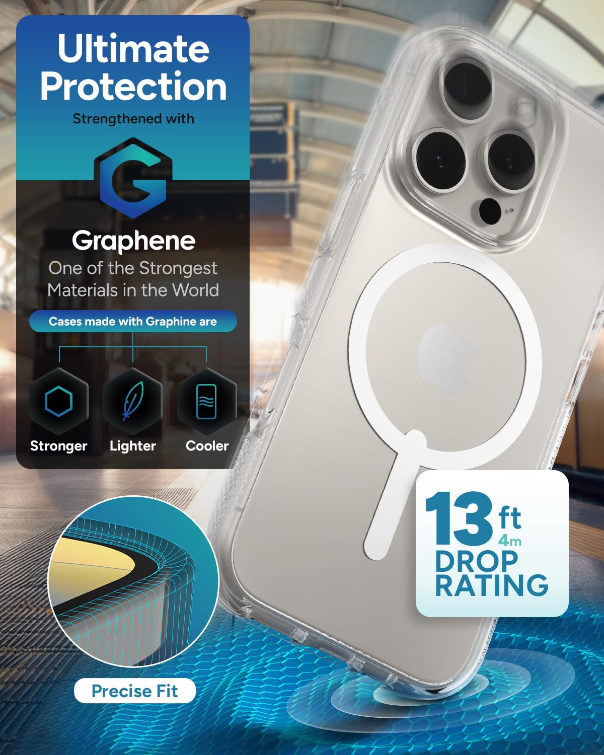 Foto 5 pulgar | Funda Zagg Crystal Palace Snap Para Iphone 16 Pro, Transparente - Venta Internacional.
