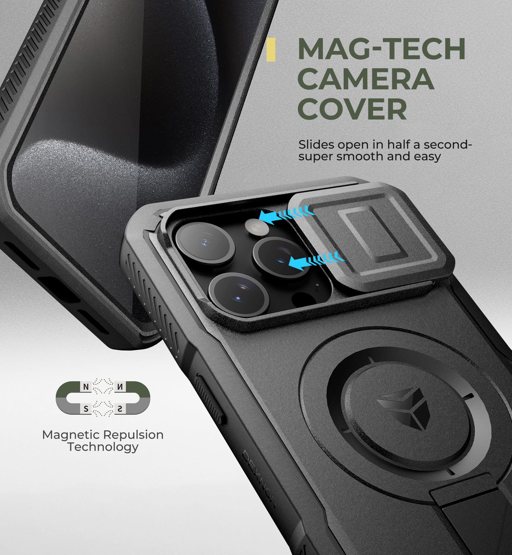 Foto 5 pulgar | Funda Dexnor Para Iphone 15 Pro Max Con Cámara Deslizante Negra - Venta Internacional.