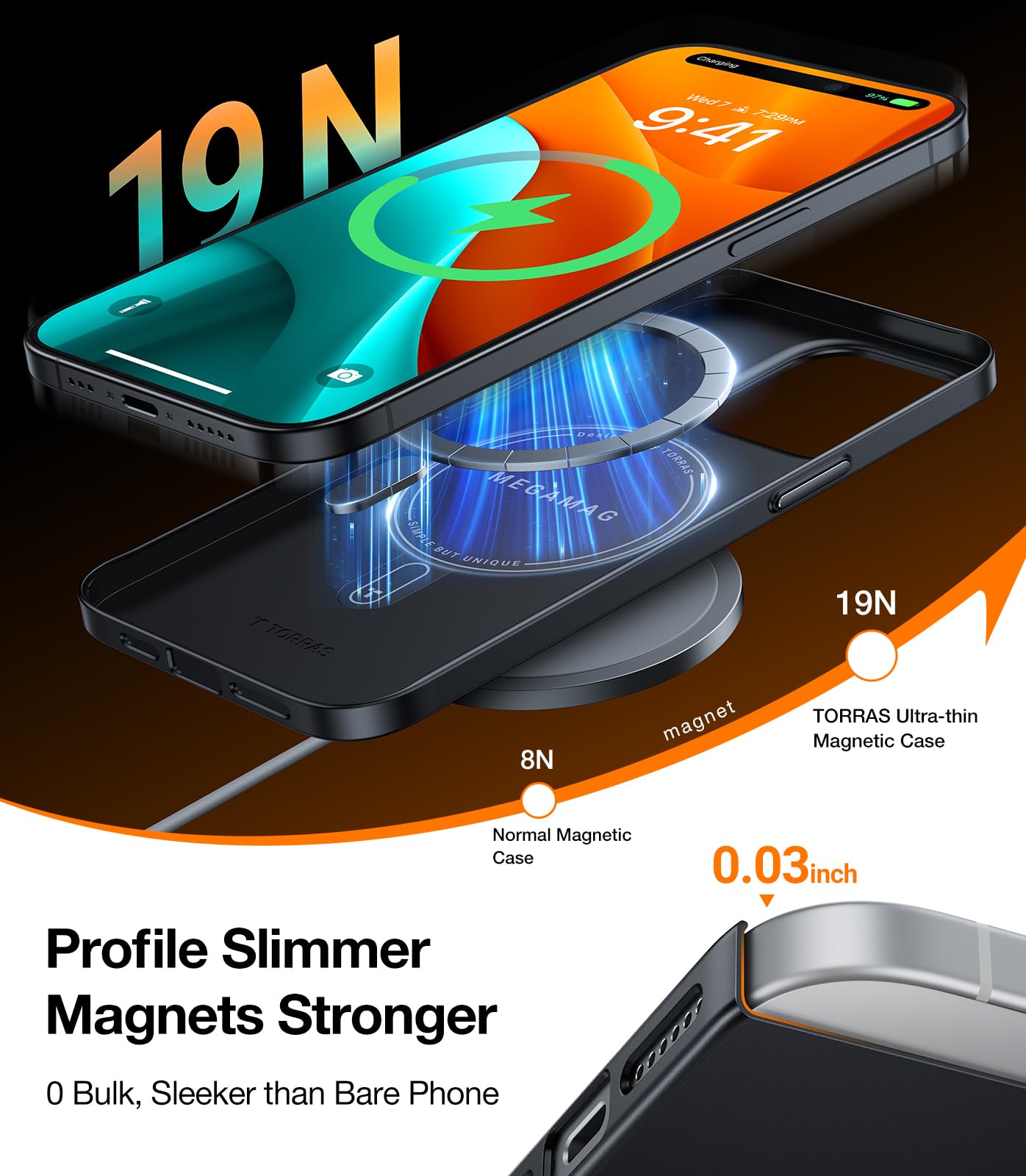 Foto 3 pulgar | Funda De Teléfono Torras Magnetic Slim Fit Para Iphone 15 Negra - Venta Internacional.