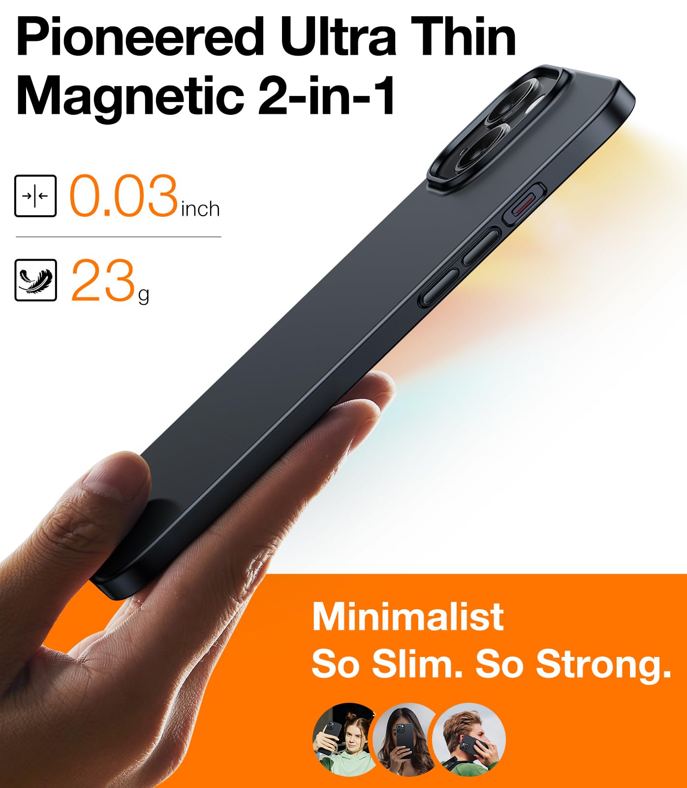 Foto 5 pulgar | Funda De Teléfono Torras Magnetic Slim Fit Para Iphone 15 Negra - Venta Internacional.