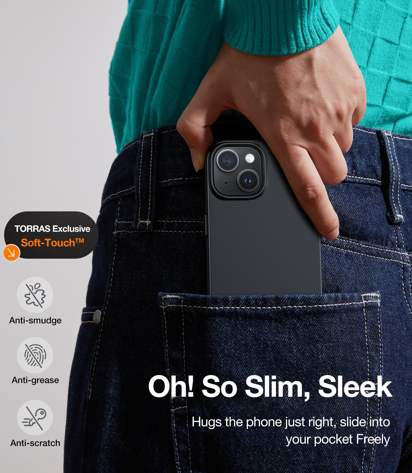 Foto 6 pulgar | Funda De Teléfono Torras Magnetic Slim Fit Para Iphone 15 Negra - Venta Internacional.