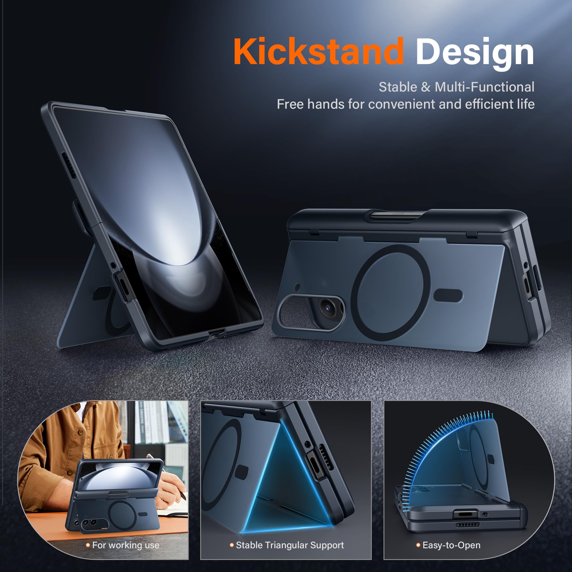 Foto 3 pulgar | Funda De Teléfono Mobosi Para Samsung Galaxy Z Fold 5 Con Soporte Para Bolígrafos - Venta Internacional.