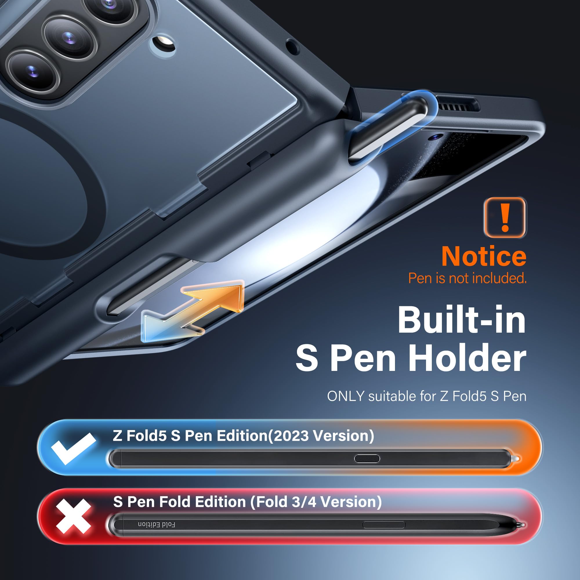 Foto 7 pulgar | Funda De Teléfono Mobosi Para Samsung Galaxy Z Fold 5 Con Soporte Para Bolígrafos - Venta Internacional.