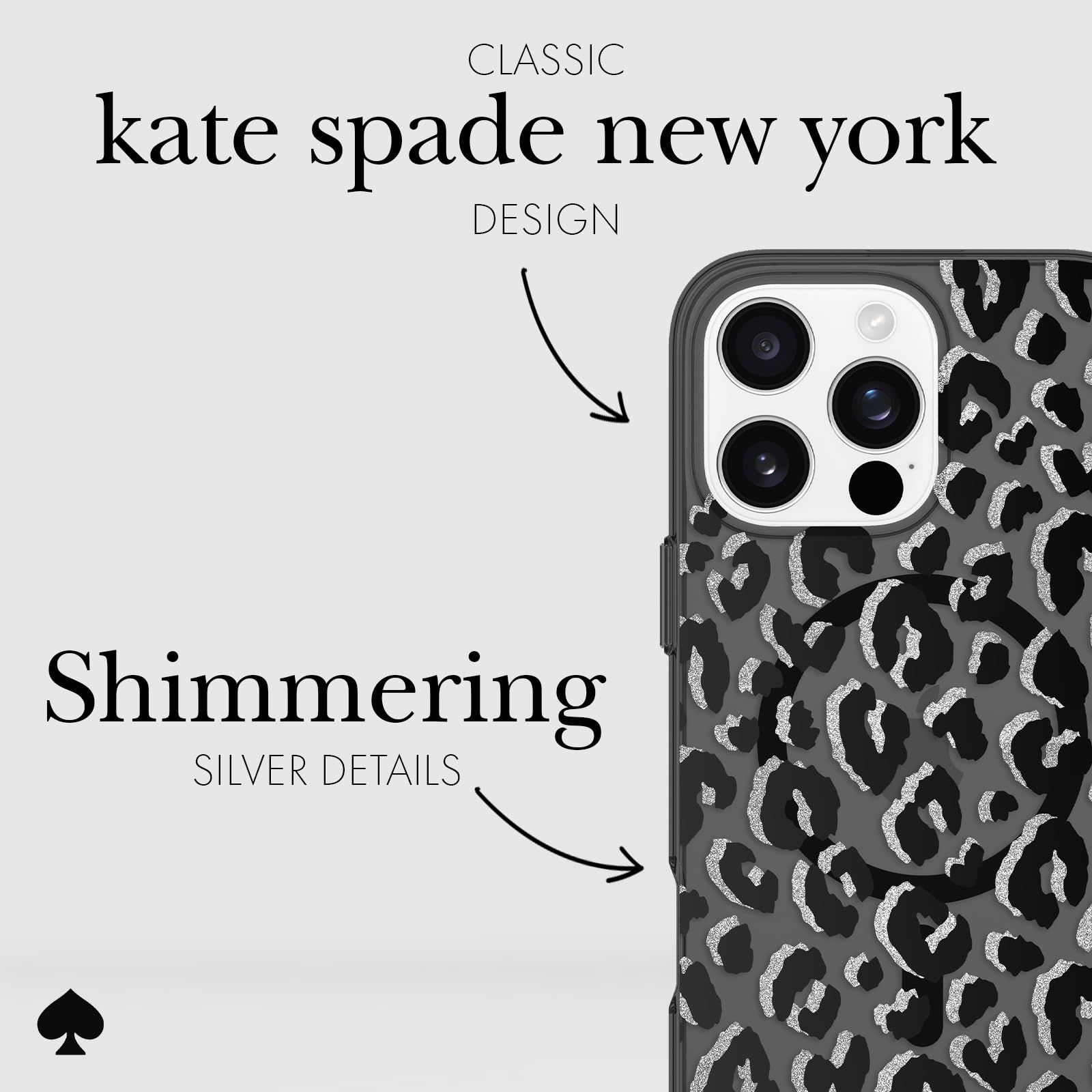Foto 6 pulgar | Funda De Teléfono Kate Spade New York City Leopard Black Para Iphone 16 Pro Max - Venta Internacional.
